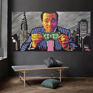 Nordic Decoration Home Man with Money Portrait Poster Art Oil Painting Canvas Print Will Picture for Living Room Bar Larger Size