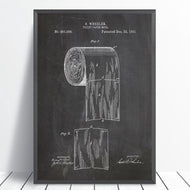 Toilet Paper Patent Vinatge Poster Bathroom Wall Art Prints , Roll of Toilet Paper Blueprint Canvas Painting Wc Sign Home Decor