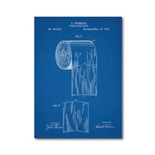 Toilet Paper Patent Vinatge Poster Bathroom Wall Art Prints , Roll of Toilet Paper Blueprint Canvas Painting Wc Sign Home Decor