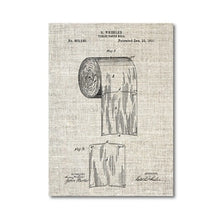 Toilet Paper Patent Vinatge Poster Bathroom Wall Art Prints , Roll of Toilet Paper Blueprint Canvas Painting Wc Sign Home Decor
